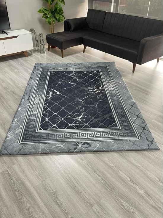 Şahmeran Siyah Halı Örtüsü