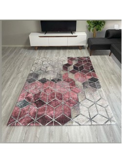 Suetro Pembe Gri Halı Örtüsü