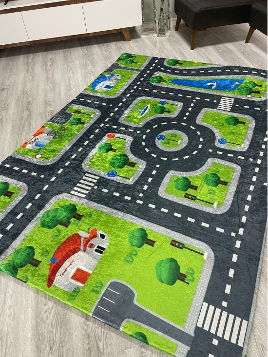 Trafik Yol Modeli Halı Örtüsü
