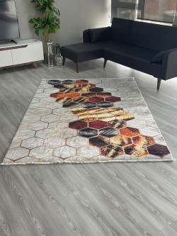 Petek Kırmızı Bambu Lüx Halı