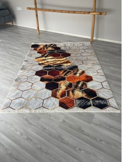 Petek Kırmızı Bambu Lüx Halı