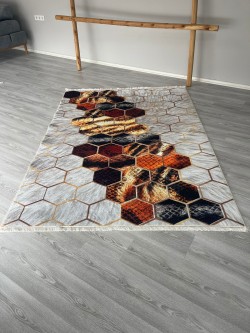 Petek Kırmızı Bambu Lüx Halı