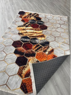 Petek Kırmızı Bambu Lüx Halı