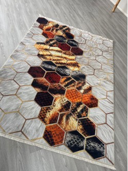 Petek Kırmızı Bambu Lüx Halı