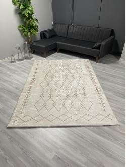 Baklava Desenli Krem Halı Örtüsü