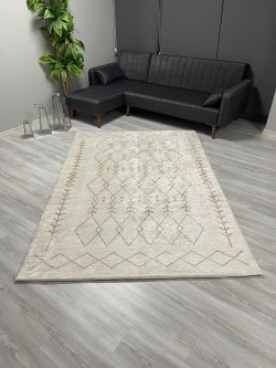 Baklava Desenli Krem Halı Örtüsü