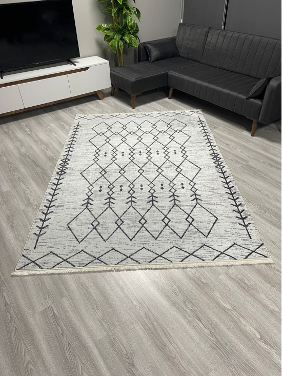 Baklava Gri Bambu Lüx Halı