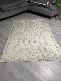 Baklava Krem Bambu Lüx Halı