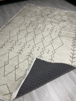 Baklava Krem Bambu Lüx Halı