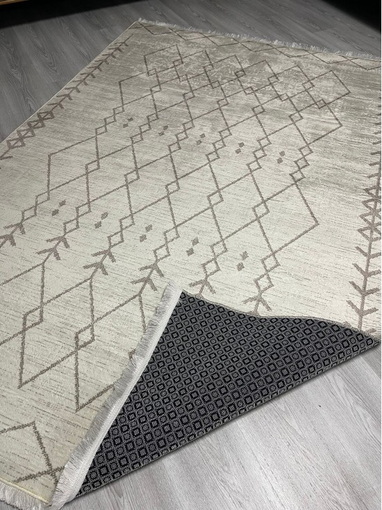 Baklava Krem Bambu Lüx Halı