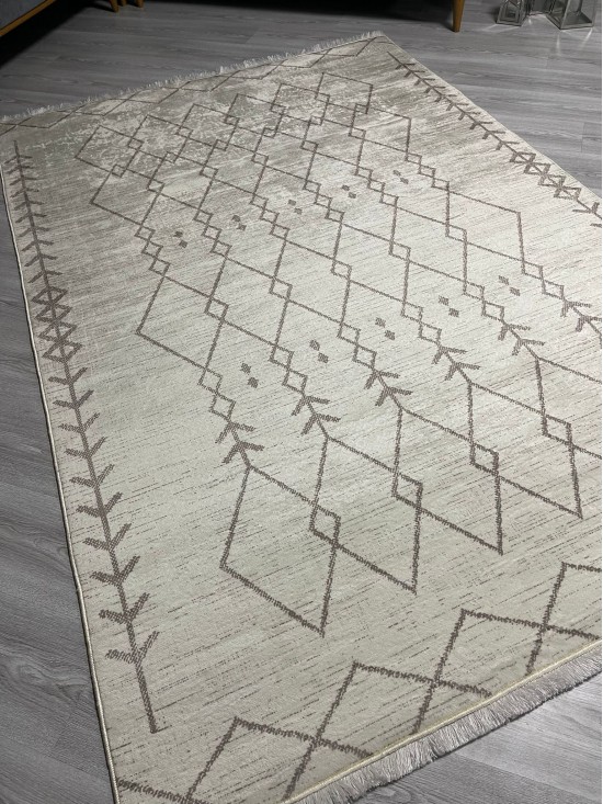 Baklava Krem Bambu Lüx Halı