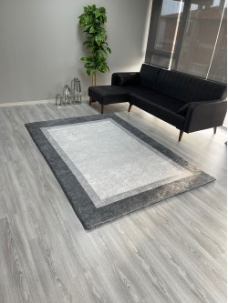 Çerçeve Gri Halı Örtüsü