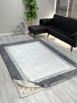 Çerçeve Gri Halı Örtüsü