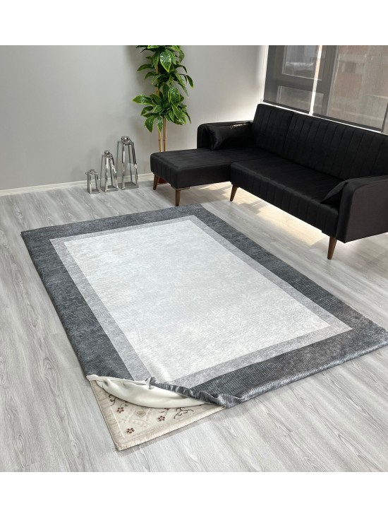 Çerçeve Gri Halı Örtüsü