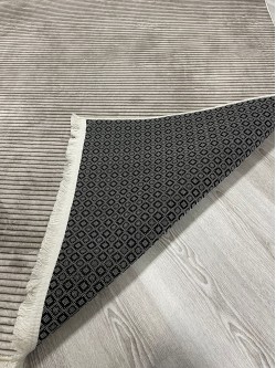 Çizgili Vizon Bambu Lüx Halı