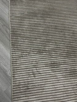 Çizgili Vizon Bambu Lüx Halı