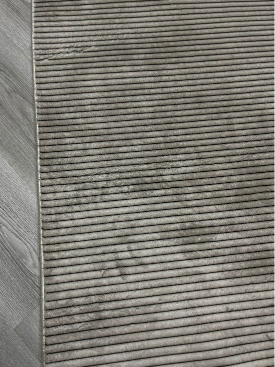 Çizgili Vizon Bambu Lüx Halı