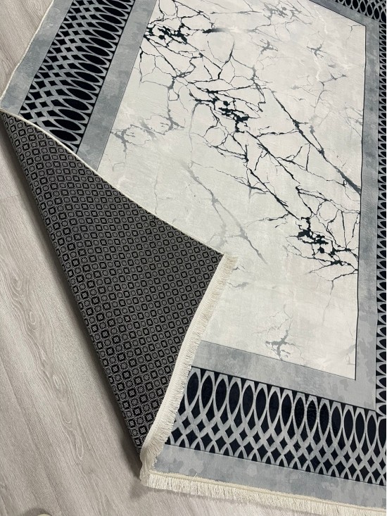 Dalga Gri Bambu Lüx Halı