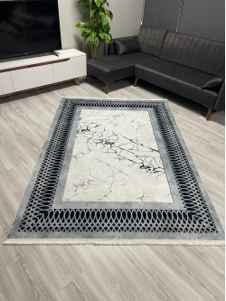 Dalga Gri Bambu Lüx Halı