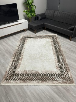 Dalga Kahve Bambu Lüx Halı