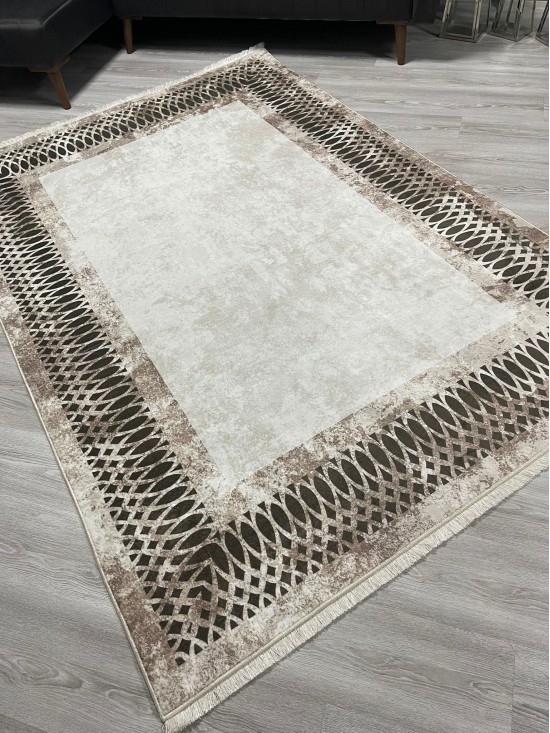 Dalga Kahve Bambu Lüx Halı