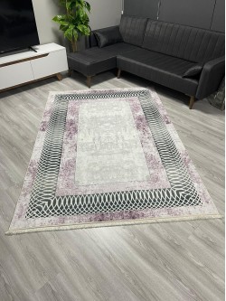 Dalga Pembe Bambu Lüx Halı