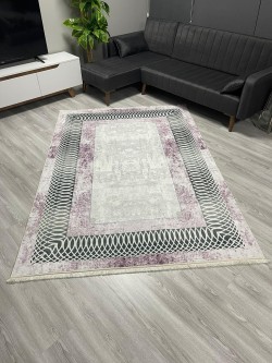 Dalga Pembe Bambu Lüx Halı