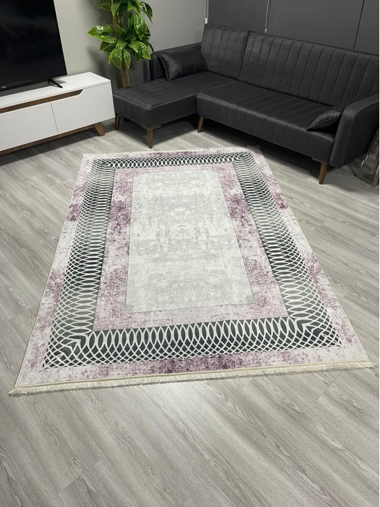 Dalga Pembe Bambu Lüx Halı