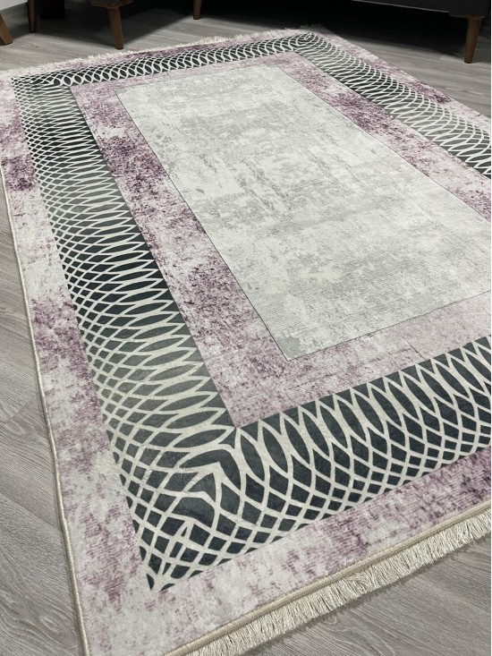 Dalga Pembe Bambu Lüx Halı