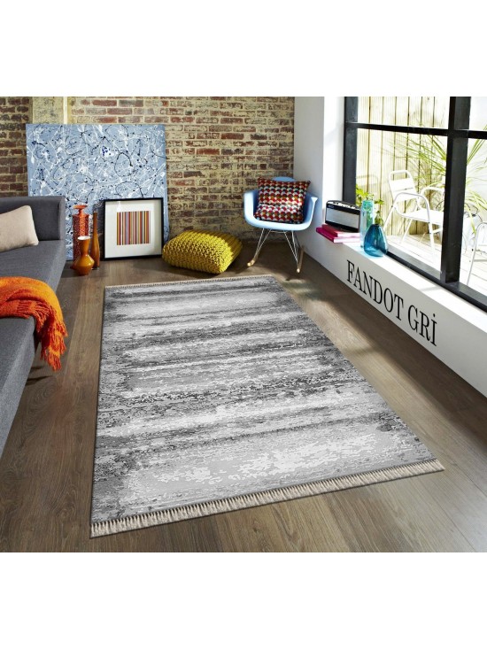 Fandot Koyu Gri Deri Taban Halı