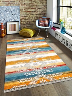 Farun Renkli Deri Taban Halı