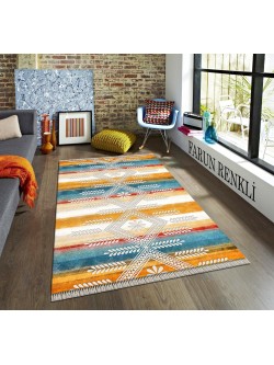 Farun Renkli Deri Taban Halı