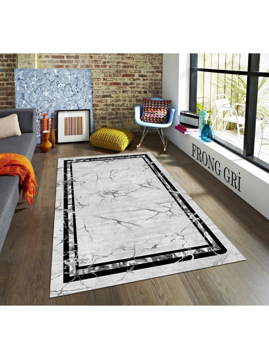 Frong Gri Deri Taban Halı