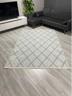 Petek Açık Gri Bambu Lüx Halı