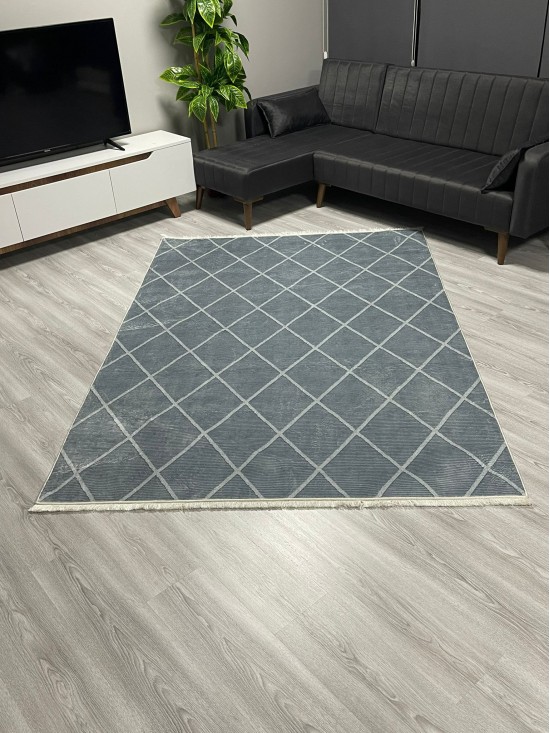 Petek Gri Bambu Lüx Halı