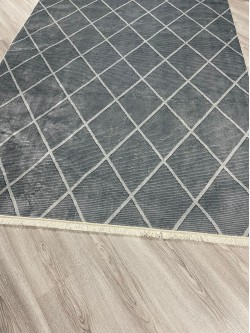 Petek Gri Bambu Lüx Halı