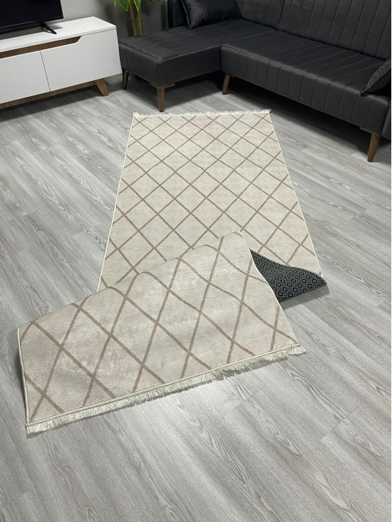 Petek Krem Bambu Lüx Halı