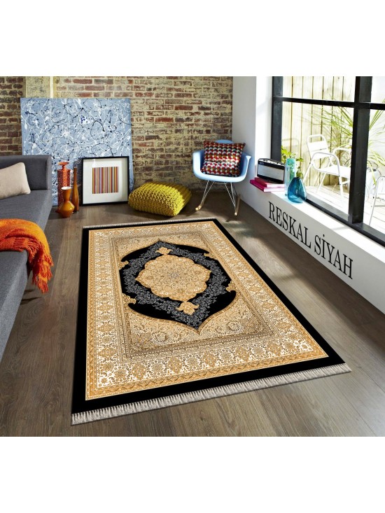 Reskal Siyah Deri Taban Halı