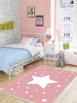 Zen 3109 Pembe-Beyaz Deri Taban Halı