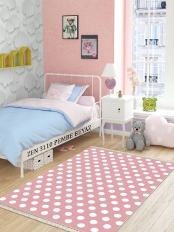 Zen 3110 Pembe-Beyaz Deri Taban Halı